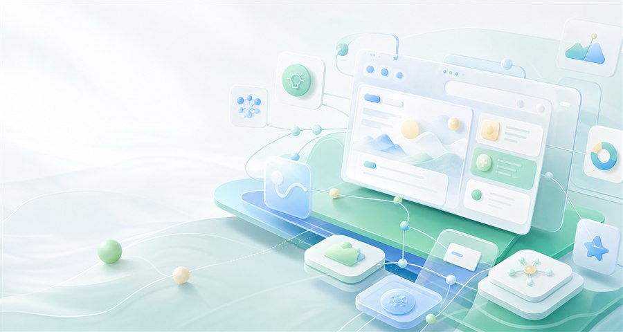 AI 知识与工具的炫彩主题图